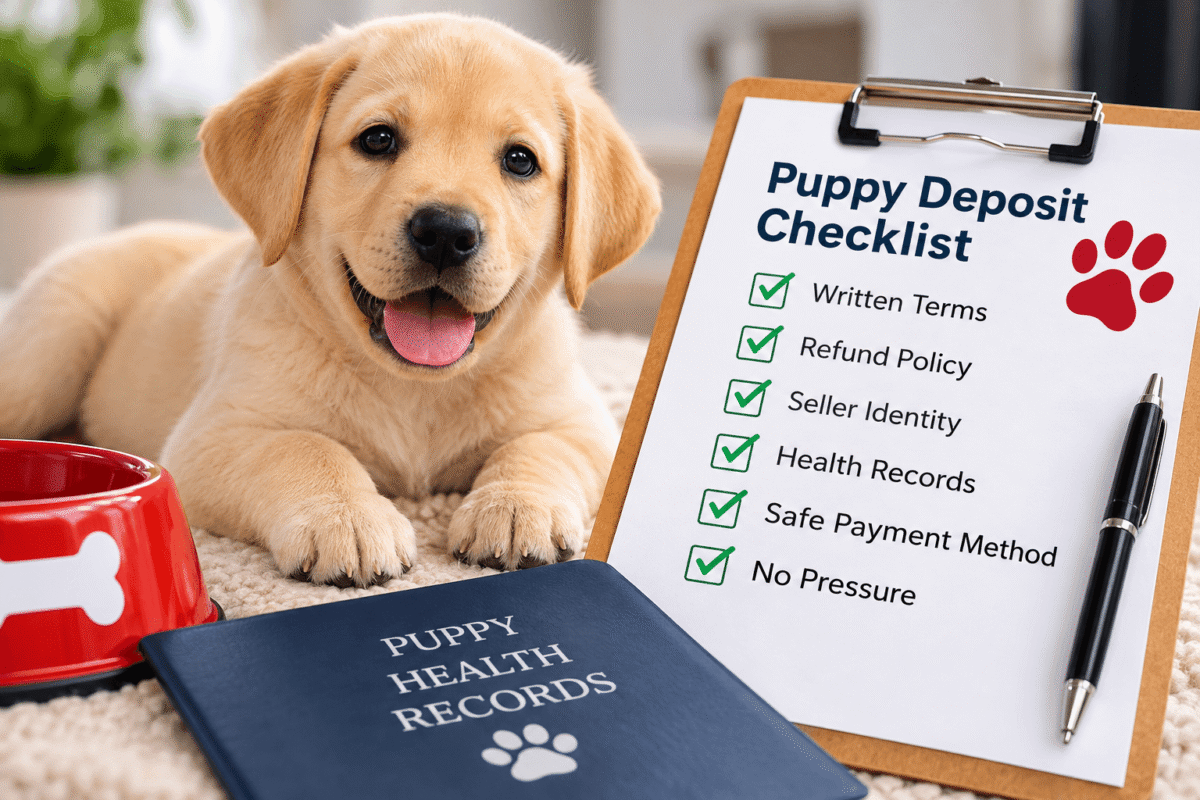what to check before paying a puppy deposit